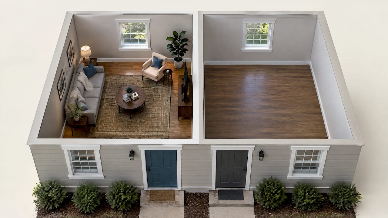 Comparison of furnished and empty homes
